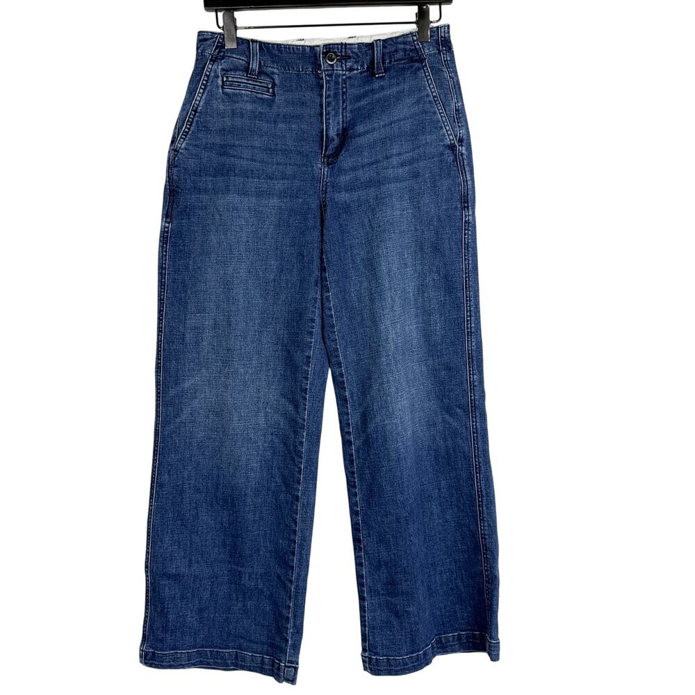 Lands' End Mid Rise Wide Leg Trouser Jeans Blue 27" - 4